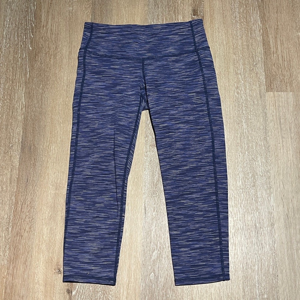 Athleta XS Blue Space Dye High Rise Chaturanga Capri Leggings Workout Activewear